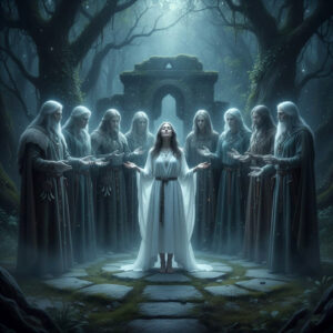 A young woman surrounded by ancestors