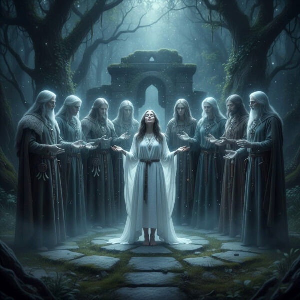 A young woman surrounded by ancestors