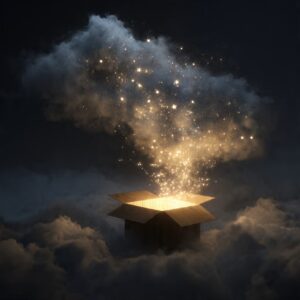Light and stars emanating form a magical box