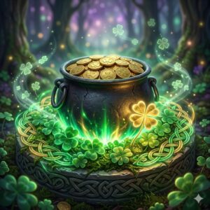Golden coins in a cauldron